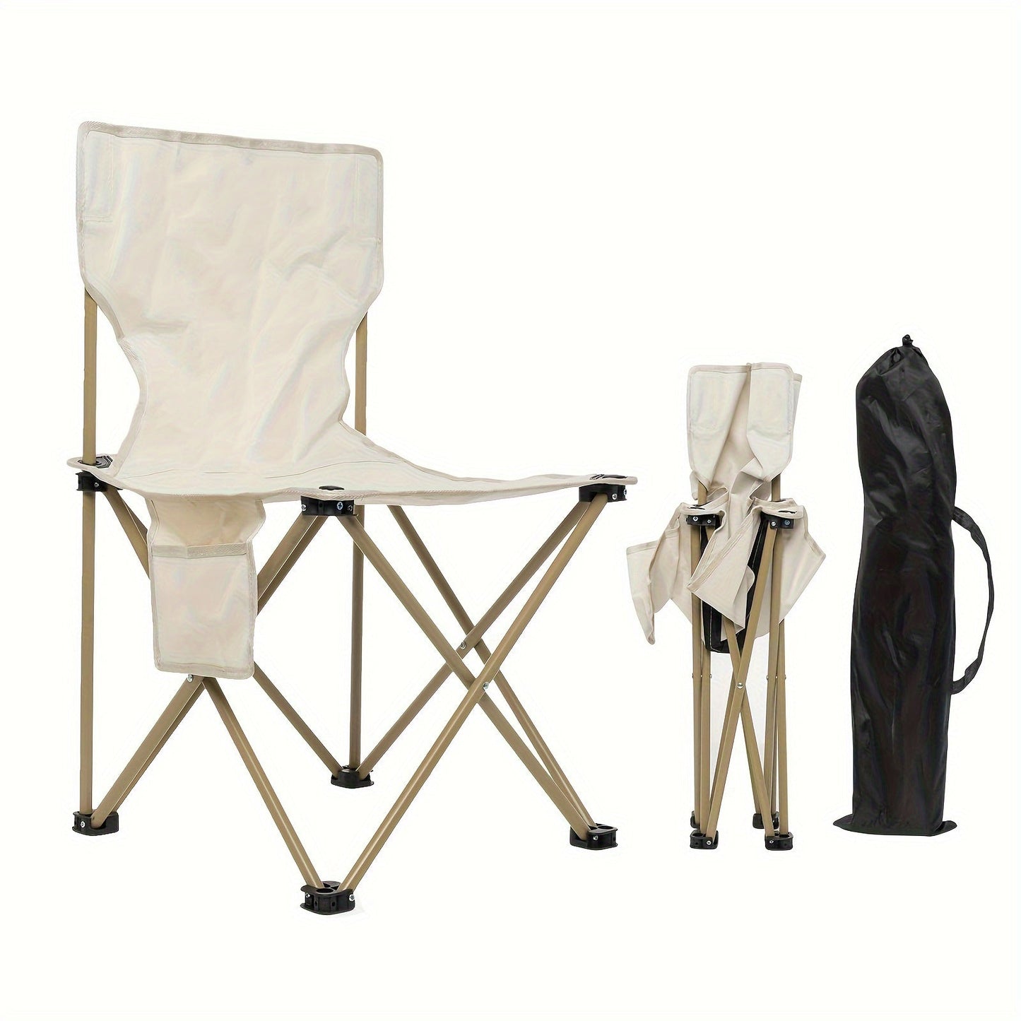 Portable Camping Folding Chair, Heavy-Duty Outdoor Chair with Side Pockets and Storage Bag, Oxford Fabric, Iron Alloy Frame, for Adult Use, Suitable for Thanksgiving, Christmas, New Year, Labor Day, Father's Day