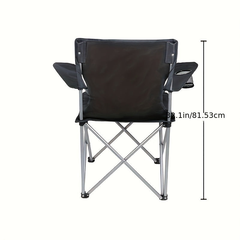 Four-Person Folding Camping Chair Set - Sturdy, Water-Resistant, and Portable with Cup Holder, Black - Perfect for Outdoor Adventures and Family Gatherings