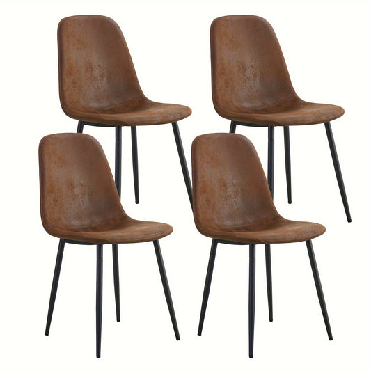 A Set Of 4 Modern Medieval Style Restaurant Cushioned Side Chairs, Equipped With Soft Cushions And Black Metal Legs, Suitable For Kitchens, Lounges, And Farmhouses