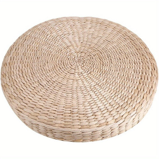 15.75 x 2.36in Handwoven Tatami Seat Cushion - Soft, Breathable, Ergonomic Japanese-Style Futon Round Pouf for Home, Outdoor, Meditation, and Yoga - Durable, Water-Resistant, Easy to Clean, and Portable Decorative Floor Seat