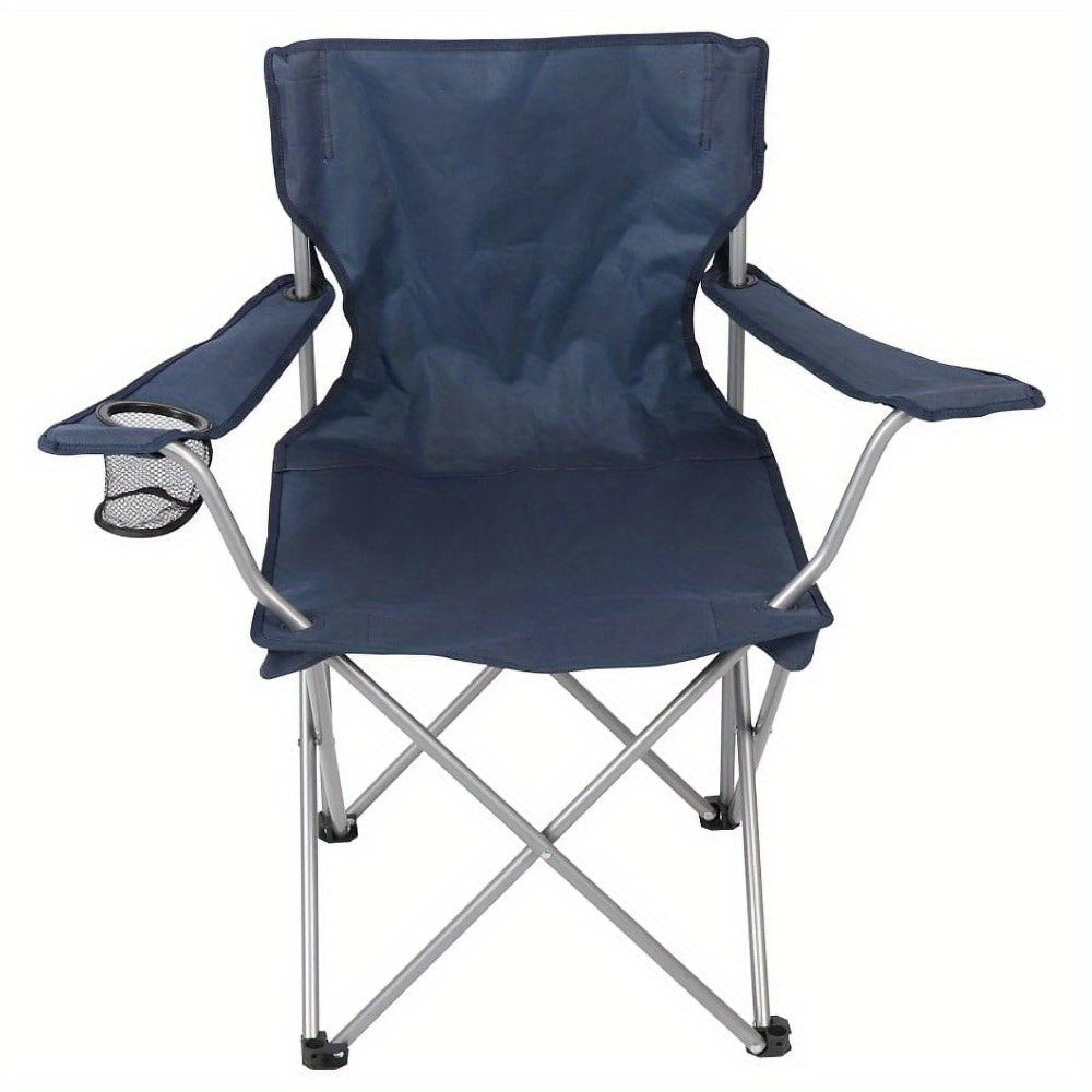 Four-Person Folding Camping Chair Set - Sturdy, Water-Resistant, and Portable with Cup Holder, Black - Perfect for Outdoor Adventures and Family Gatherings