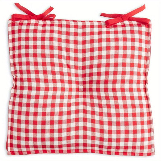 Gingham Chair Cushion, Multicolor, 17"W x 18"L