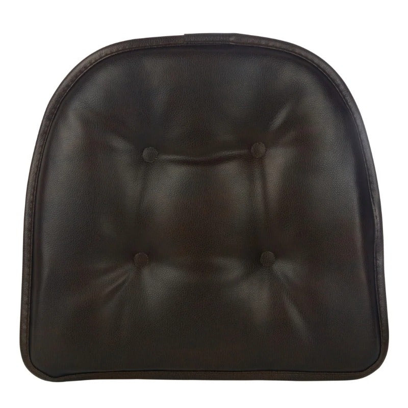 Non Slip 15" x 16" Faux Leather Dark Brown Chair Cushion