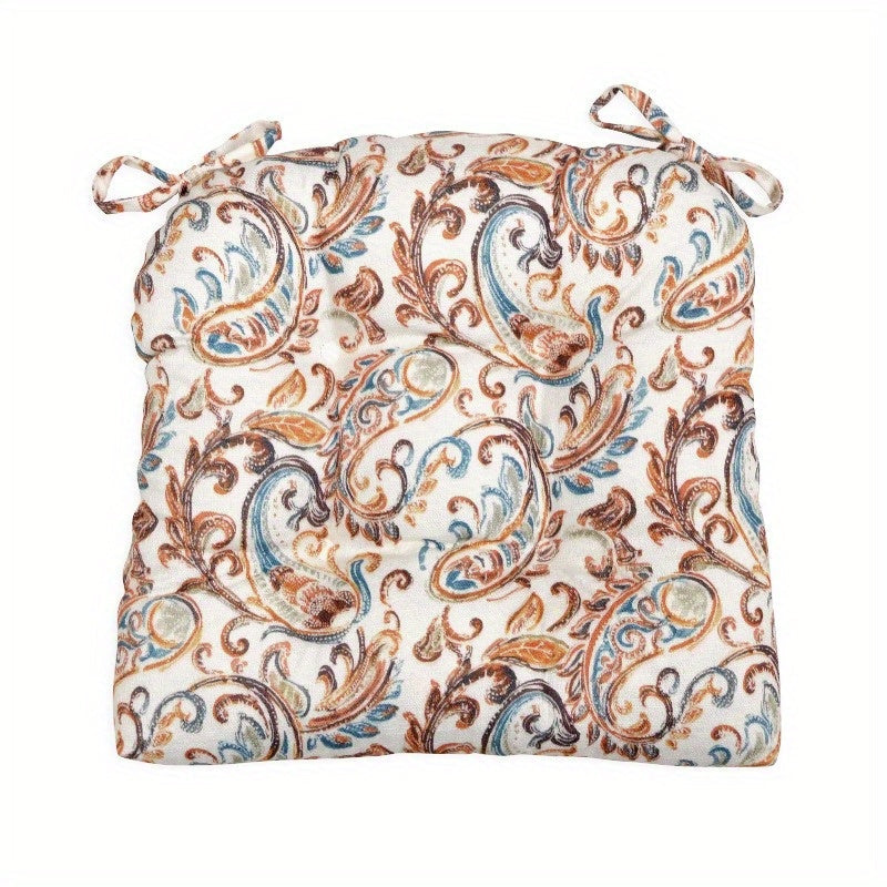 Paisley Set of 2 Chair Cushions - Spice Add a splash of style to your seating with our Paisley Set of 2 Chair Cushions in a vibrant spice color. These updated medallion print cushions are both fun and practical, perfect for enhancing the look and comfort