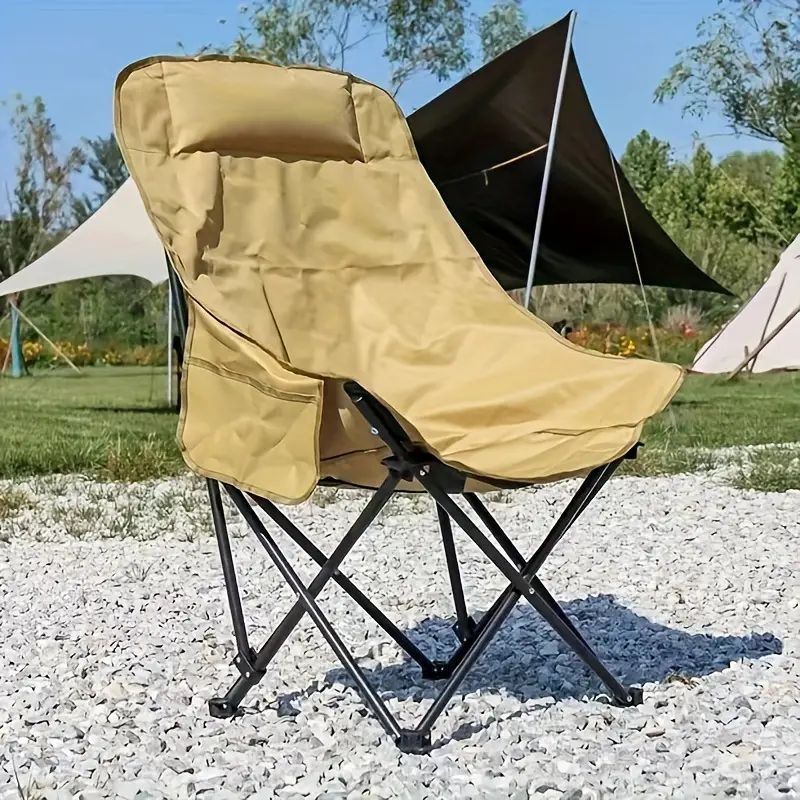 Lightweight High-Back Moon Chair with Storage Bag - Durable Oxford Cloth, Perfect for Camping, Fishing, Beach & Outdoor Activities