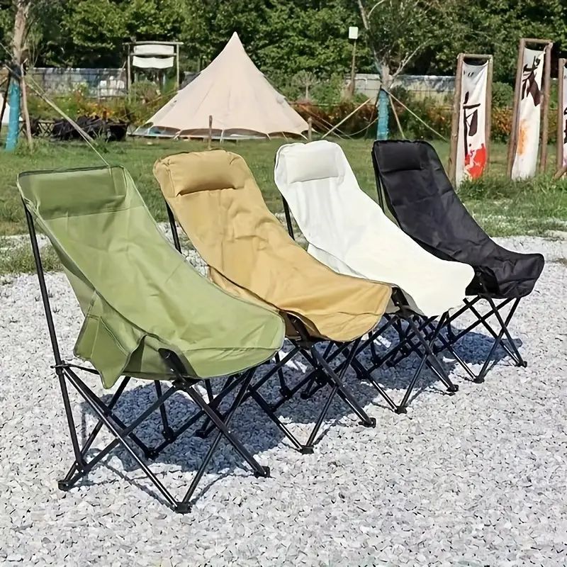 Lightweight High-Back Moon Chair with Storage Bag - Durable Oxford Cloth, Perfect for Camping, Fishing, Beach & Outdoor Activities