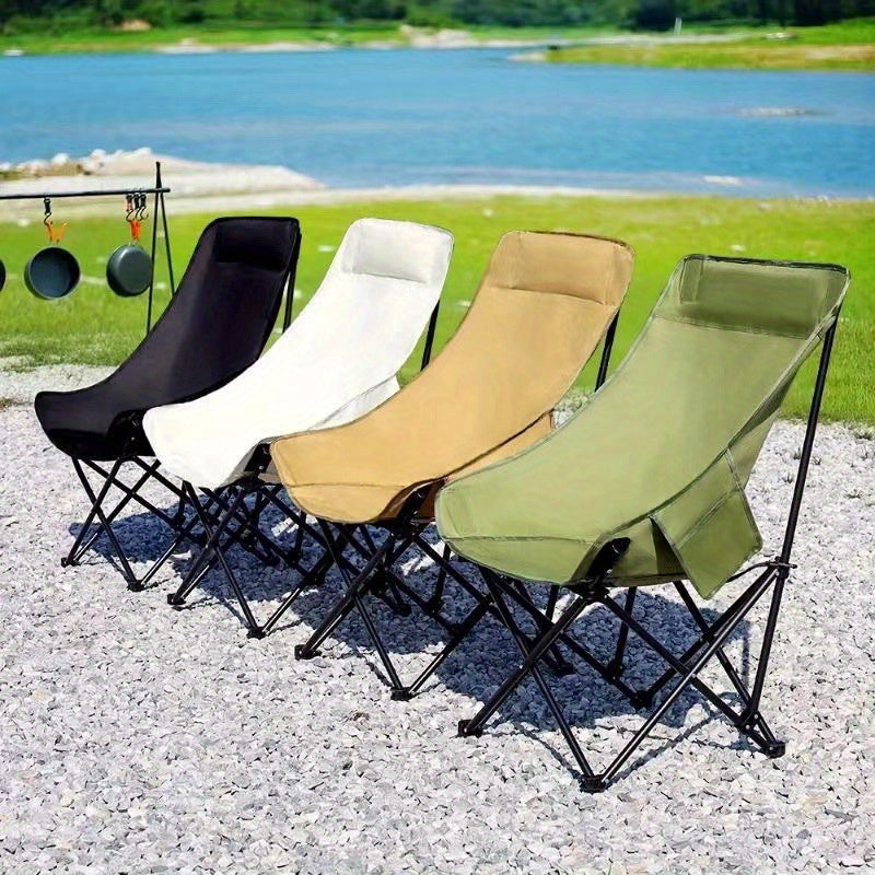 Lightweight High-Back Moon Chair with Storage Bag - Durable Oxford Cloth, Perfect for Camping, Fishing, Beach & Outdoor Activities