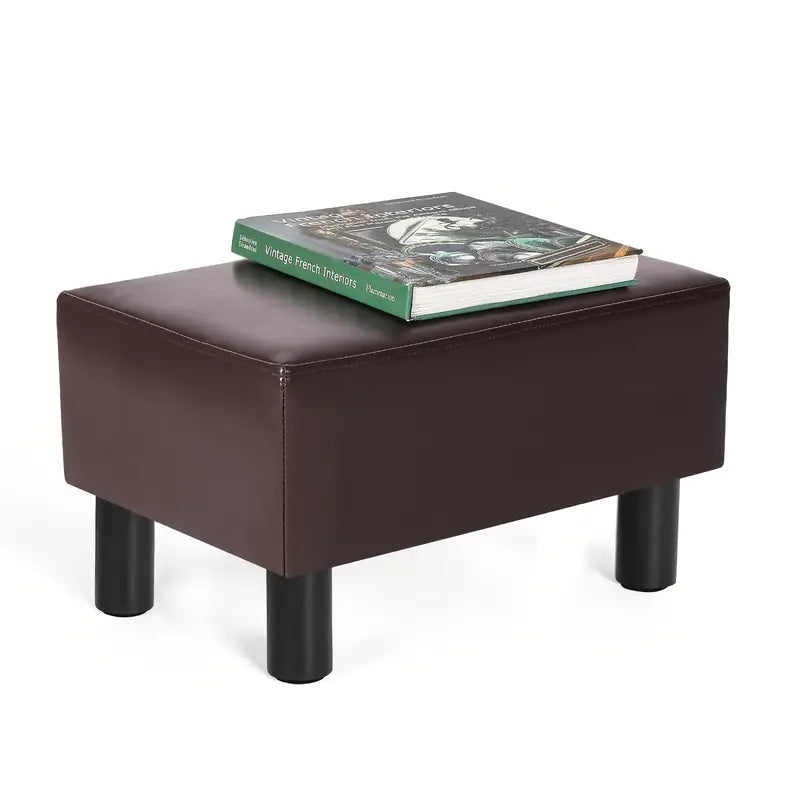 Small Foot Rest Stool Ottoman, Faux Leather Footrest Footstool For Chair, Under Desk, Office, Living Room