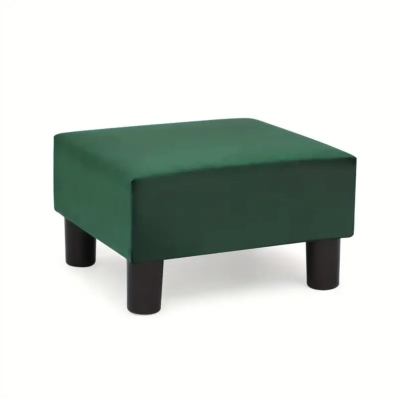 Chic Modern Square Ottoman - Compact 15.5" Footrest Stool with Felt Pads for Living Room & Bedroom, Easy-Clean Polyester Fabric