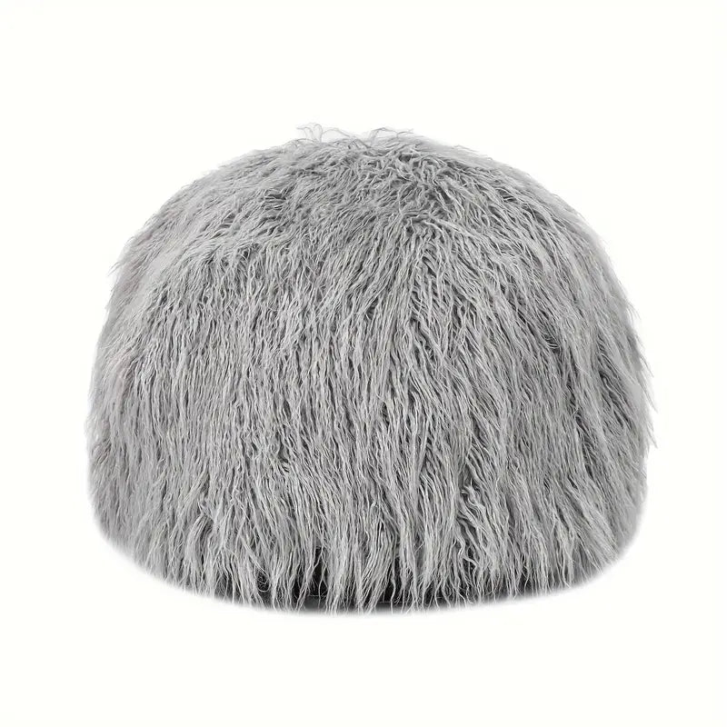 Unstuffed Ottoman Pouf Covers, 19 X 15 Inch Faux Fur Foot Stool, Round Floor Storage Cushion Covers For Living Room, Bedrooms, Home Decor