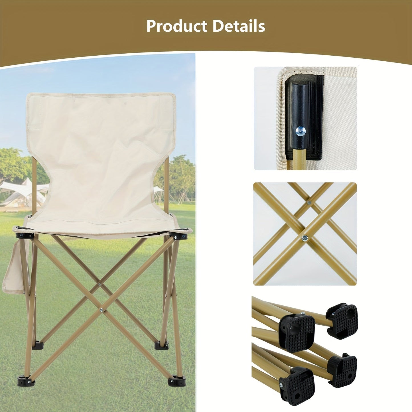 Portable Camping Folding Chair, Heavy-Duty Outdoor Chair with Side Pockets and Storage Bag, Oxford Fabric, Iron Alloy Frame, for Adult Use, Suitable for Thanksgiving, Christmas, New Year, Labor Day, Father's Day