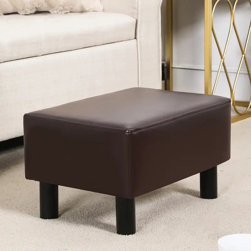 Small Foot Rest Stool Ottoman, Faux Leather Footrest Footstool For Chair, Under Desk, Office, Living Room