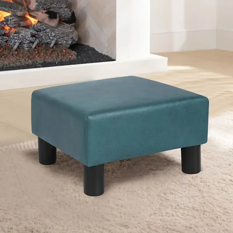 Chic Modern Square Ottoman - Compact 15.5" Footrest Stool with Felt Pads for Living Room & Bedroom, Easy-Clean Polyester Fabric