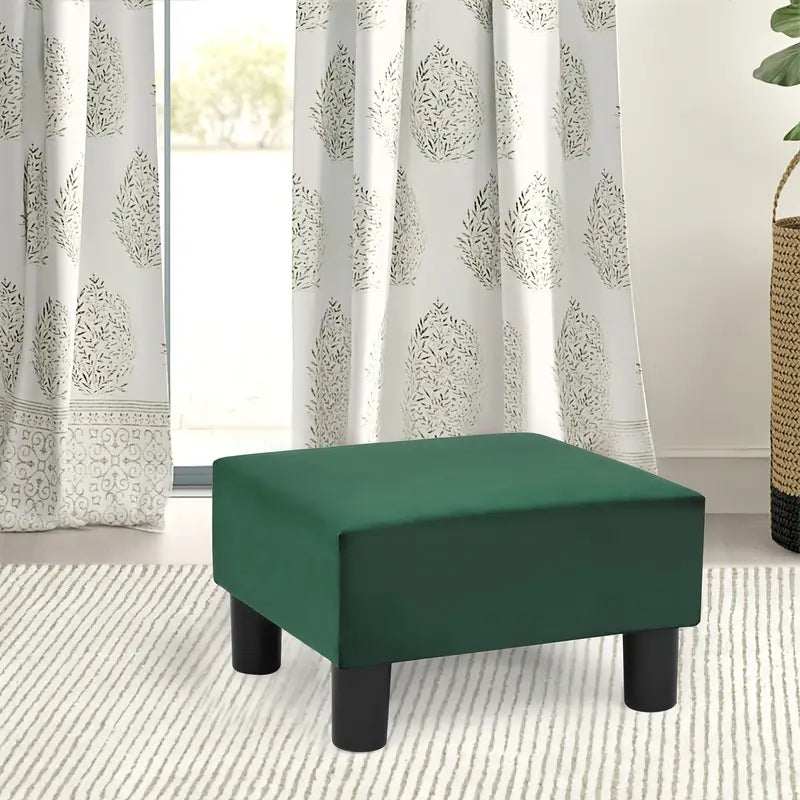 Chic Modern Square Ottoman - Compact 15.5" Footrest Stool with Felt Pads for Living Room & Bedroom, Easy-Clean Polyester Fabric