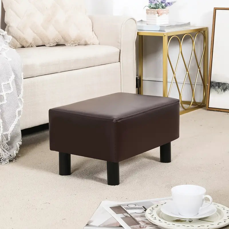 Small Foot Rest Stool Ottoman, Faux Leather Footrest Footstool For Chair, Under Desk, Office, Living Room