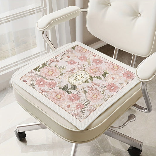 Chic Summer Cooling Chair Cushion - Breathable, Non-Slip, Machine Washable With Floral Design For Home & Office Use