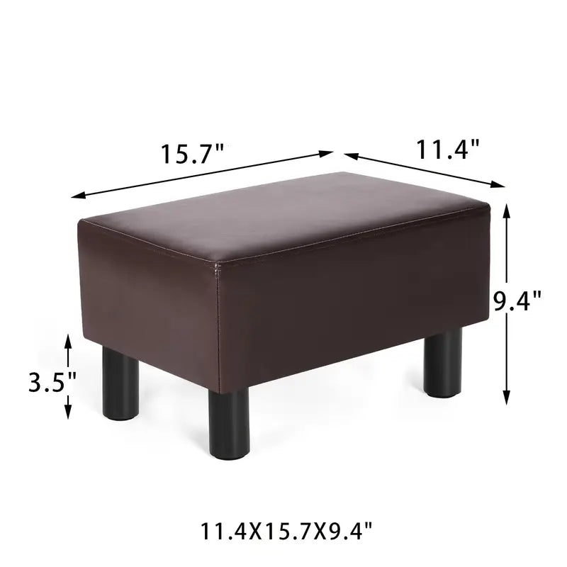 Small Foot Rest Stool Ottoman, Faux Leather Footrest Footstool For Chair, Under Desk, Office, Living Room