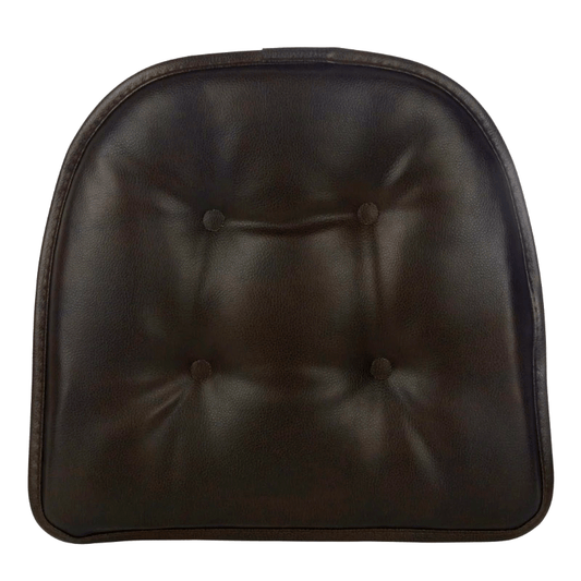 Non Slip 15" x 16" Faux Leather Dark Brown Chair Cushion