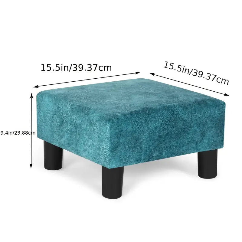 Chic Modern Square Ottoman - Compact 15.5" Footrest Stool with Felt Pads for Living Room & Bedroom, Easy-Clean Polyester Fabric