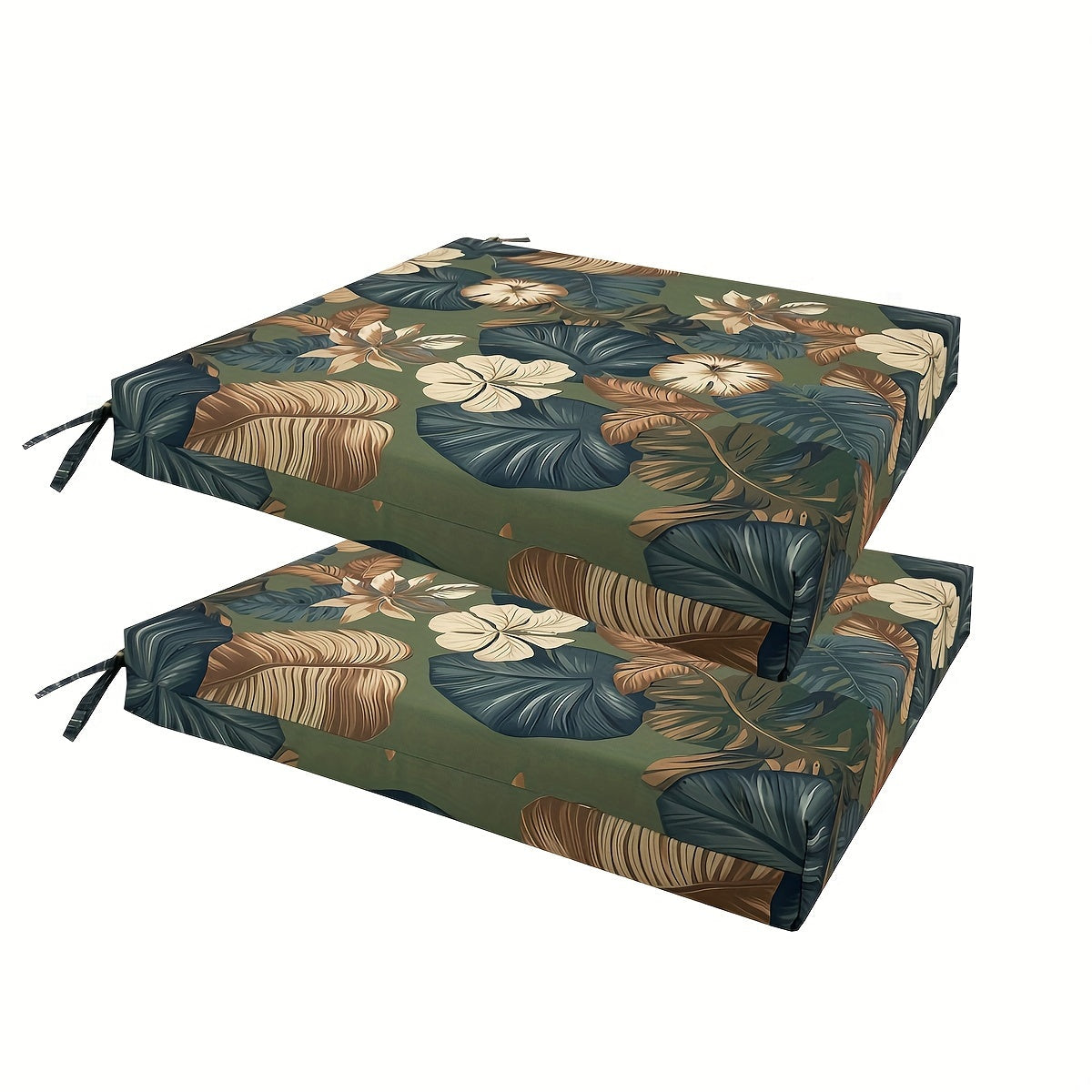 2Piece/4Piece Rainforest Style Outdoor Chair Cushions - Waterproof Patio Seat Cushion with Filler, Banana Leaf Flowers Design, Durable and Comfortable for Dining Chairs and Patio Furniture