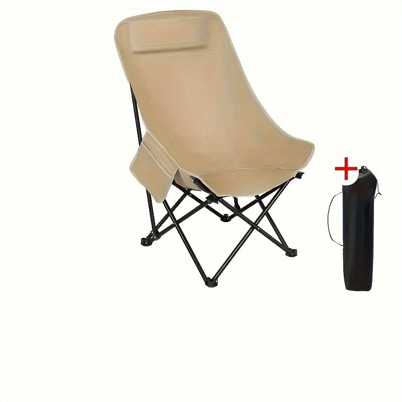 Lightweight High-Back Moon Chair with Storage Bag - Durable Oxford Cloth, Perfect for Camping, Fishing, Beach & Outdoor Activities