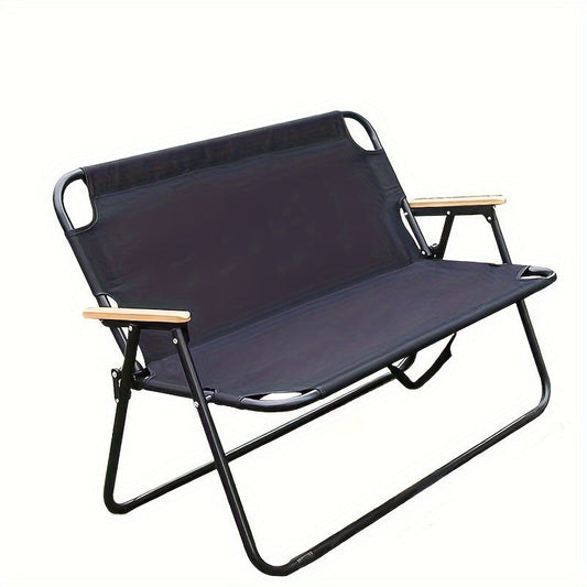 Aluminum Outdoor Double Folding Bench - Portable Twin Seat Camping Chair with Backrest for Camp Enthusiasts