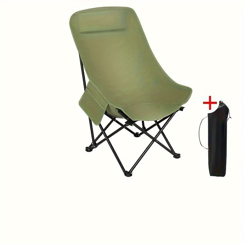 Lightweight High-Back Moon Chair with Storage Bag - Durable Oxford Cloth, Perfect for Camping, Fishing, Beach & Outdoor Activities